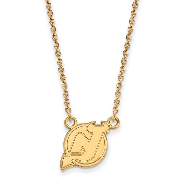 14k Yellow Gold NHL New Jersey Devils Small Necklace 18 Inch